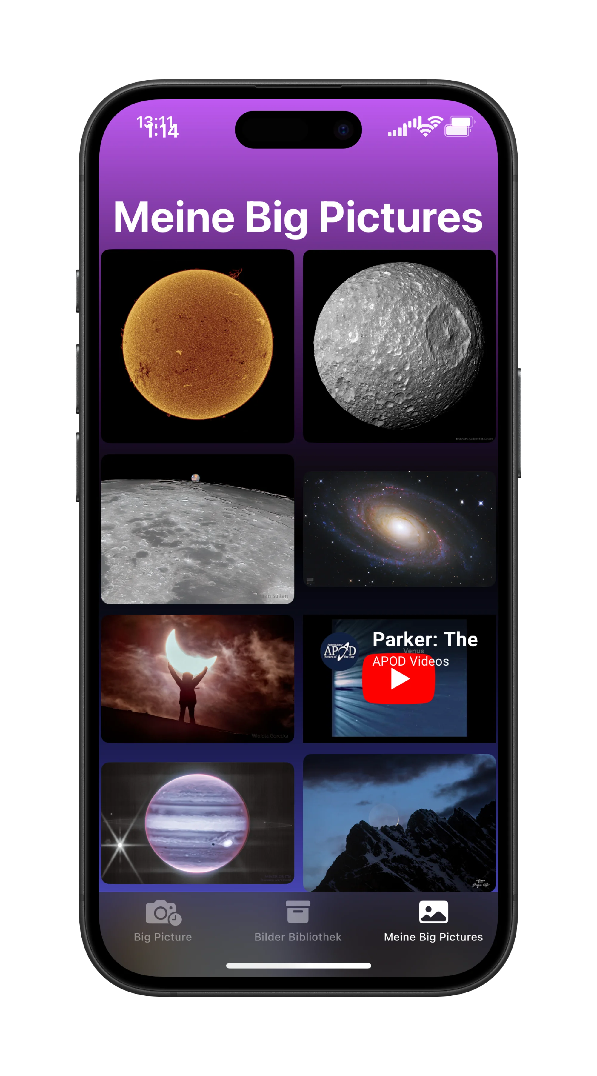 SpaceGaze Screen 4 - Meine Big Pictures, speicher die Big Pictures die dir gefallen.